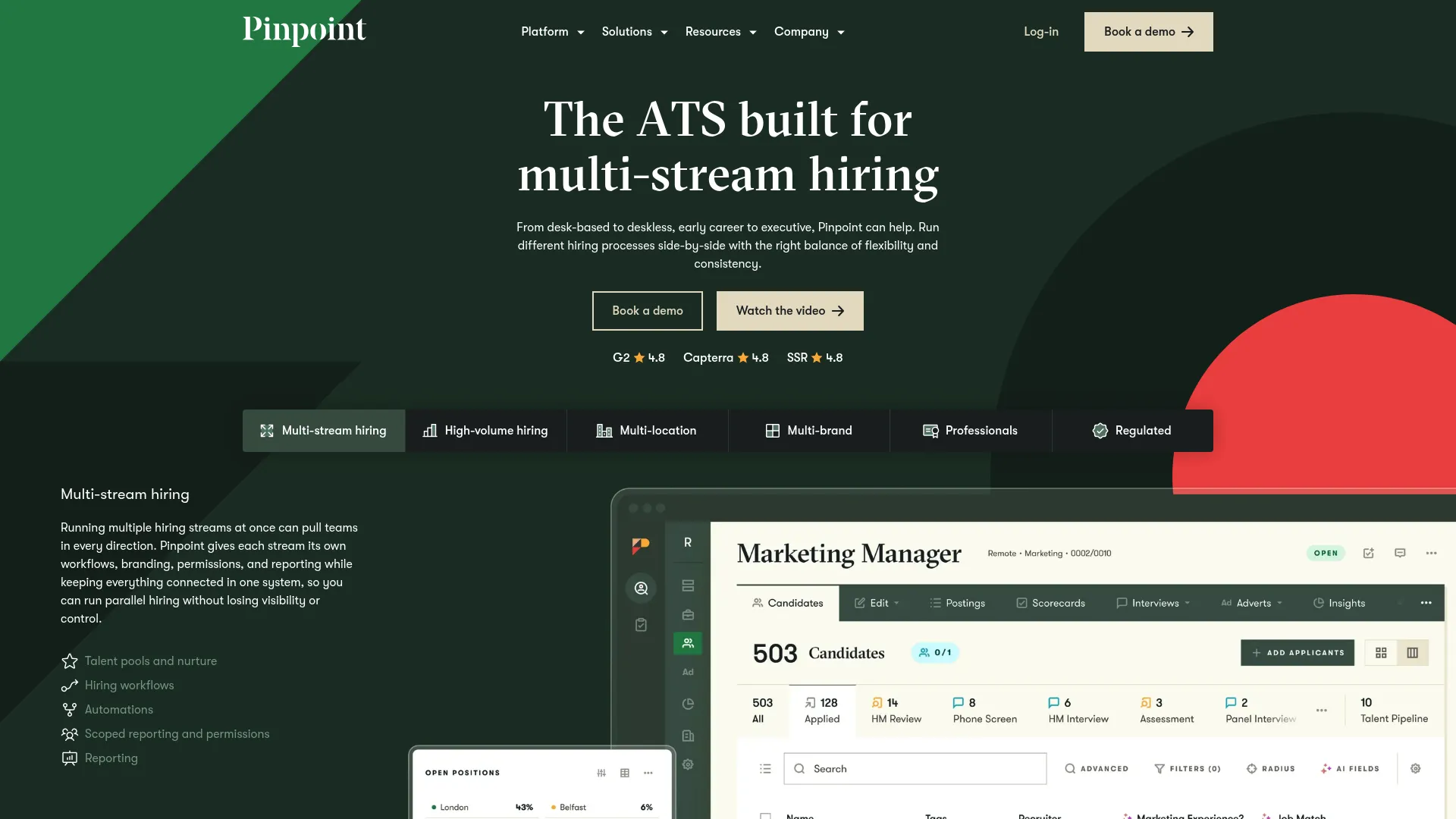 Pinpoint applicant tracking and offer management interface
