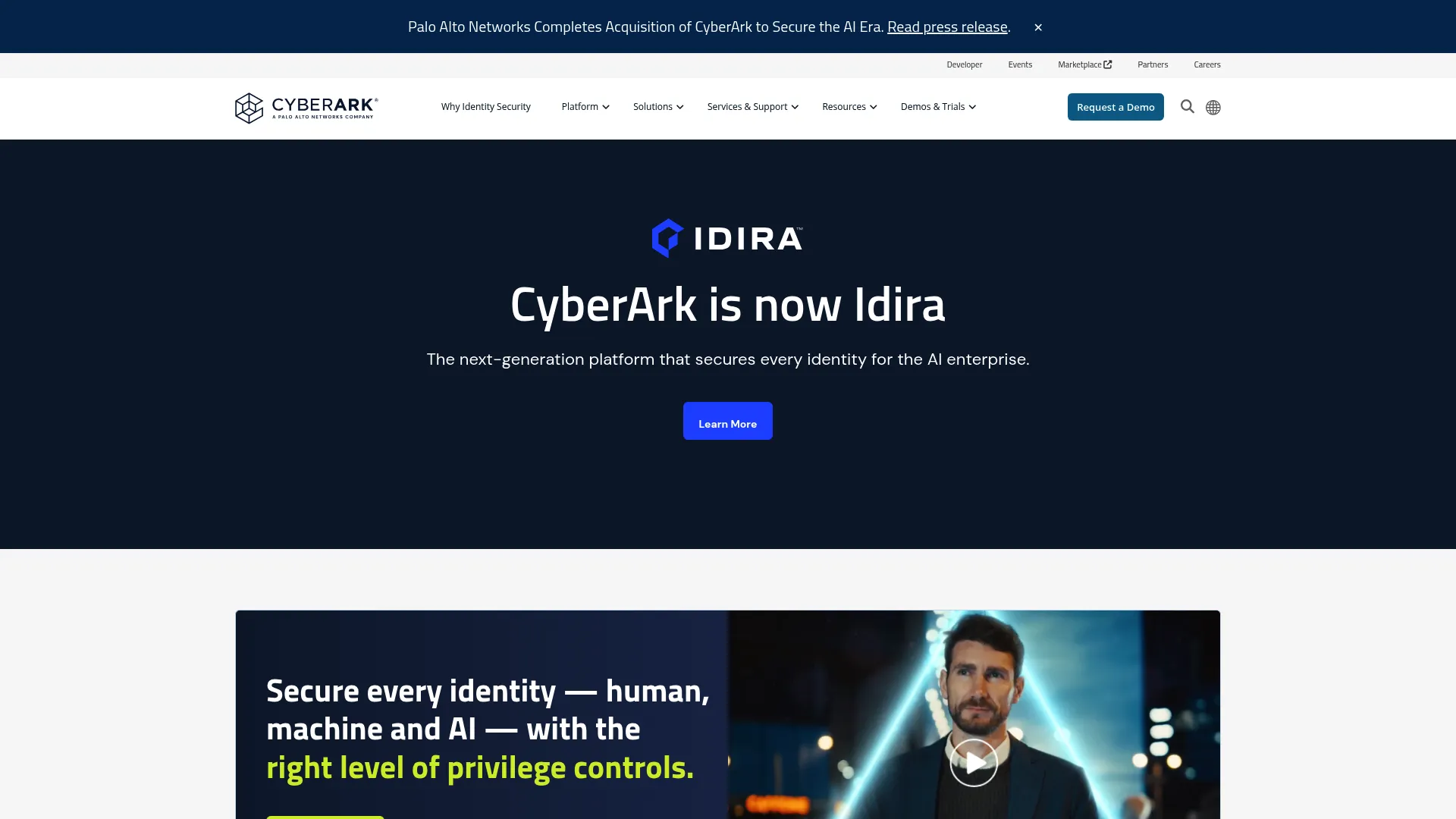 CyberArk identity security platform homepage