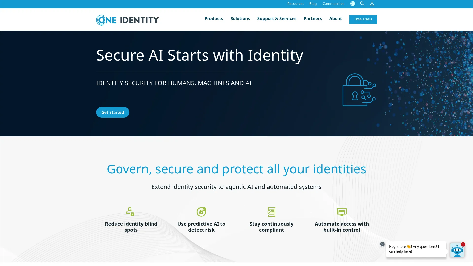 One Identity unified identity security homepage