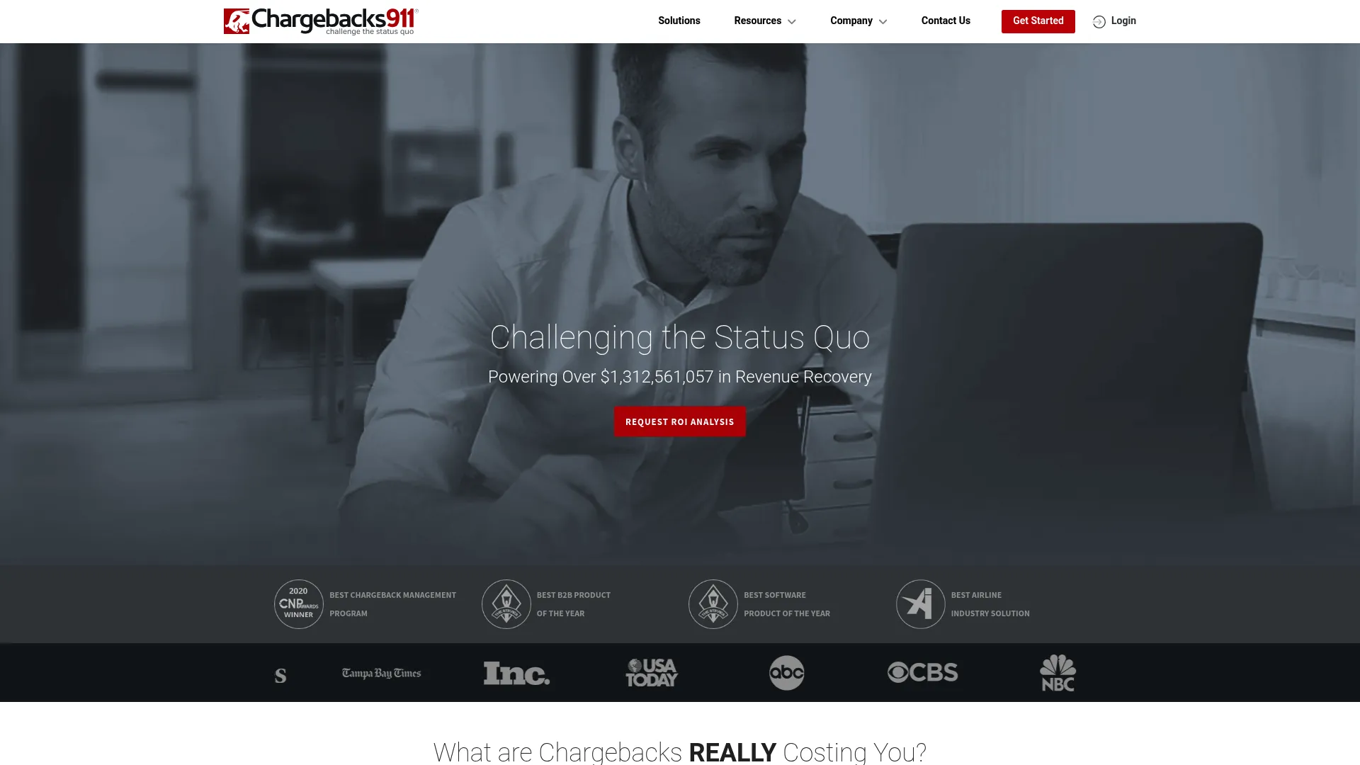 Chargebacks911 chargeback management platform homepage