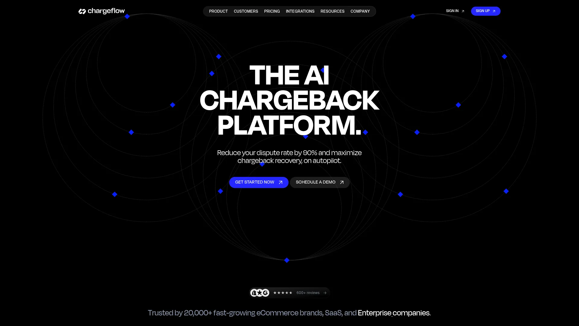 Chargeflow automated chargeback recovery homepage