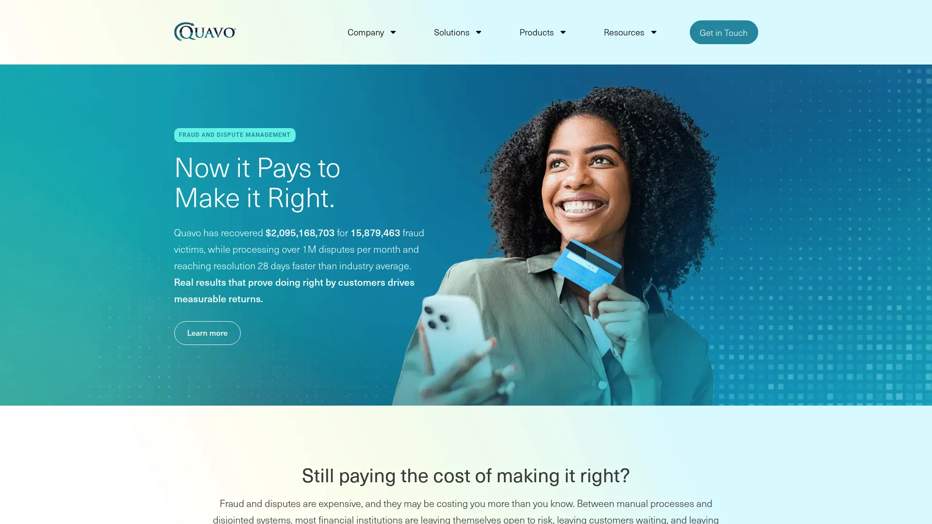Quavo dispute automation platform homepage