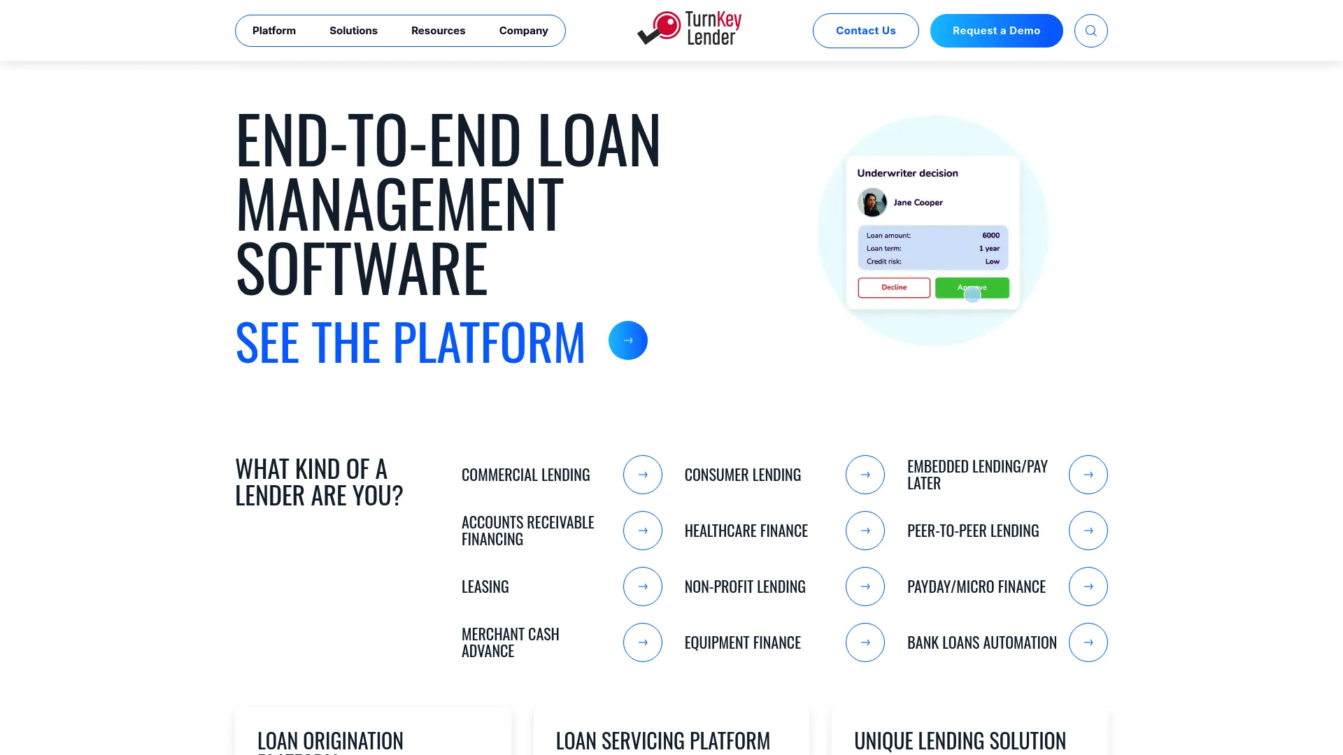 TurnKey Lender AI lending automation platform homepage