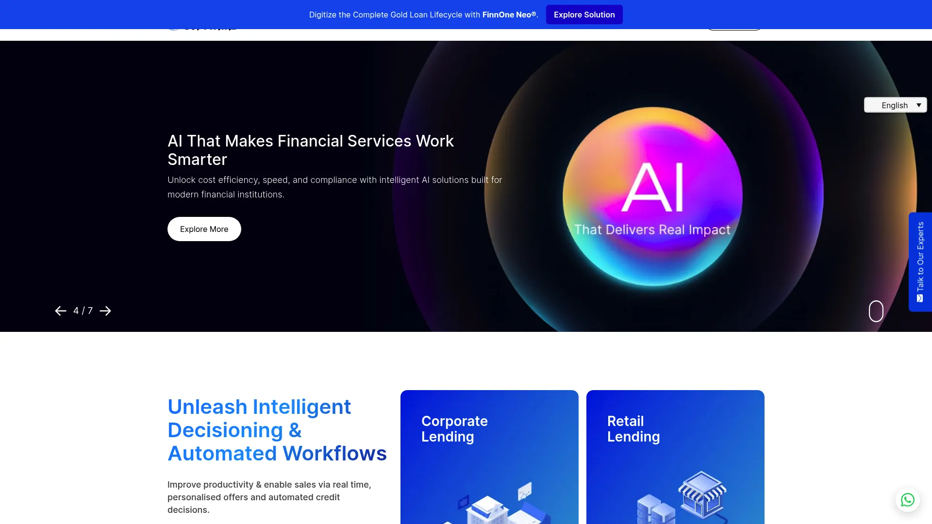 Nucleus Software digital lending platform homepage