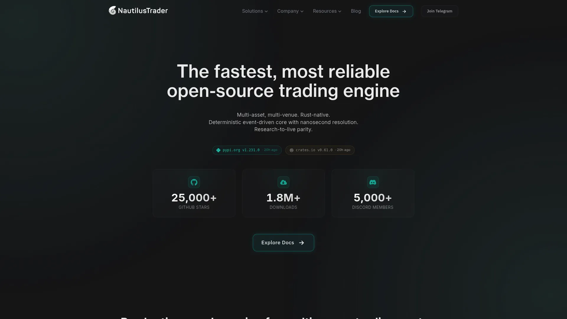 NautilusTrader open-source algorithmic trading engine documentation
