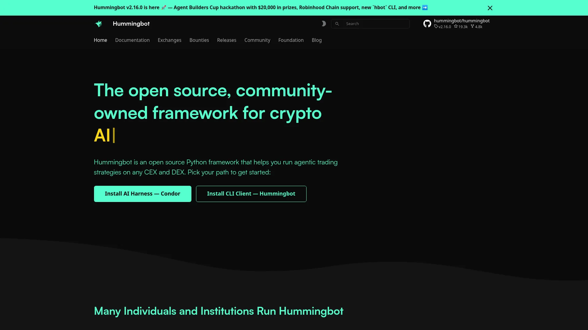 Hummingbot open-source trading bot framework command-line interface