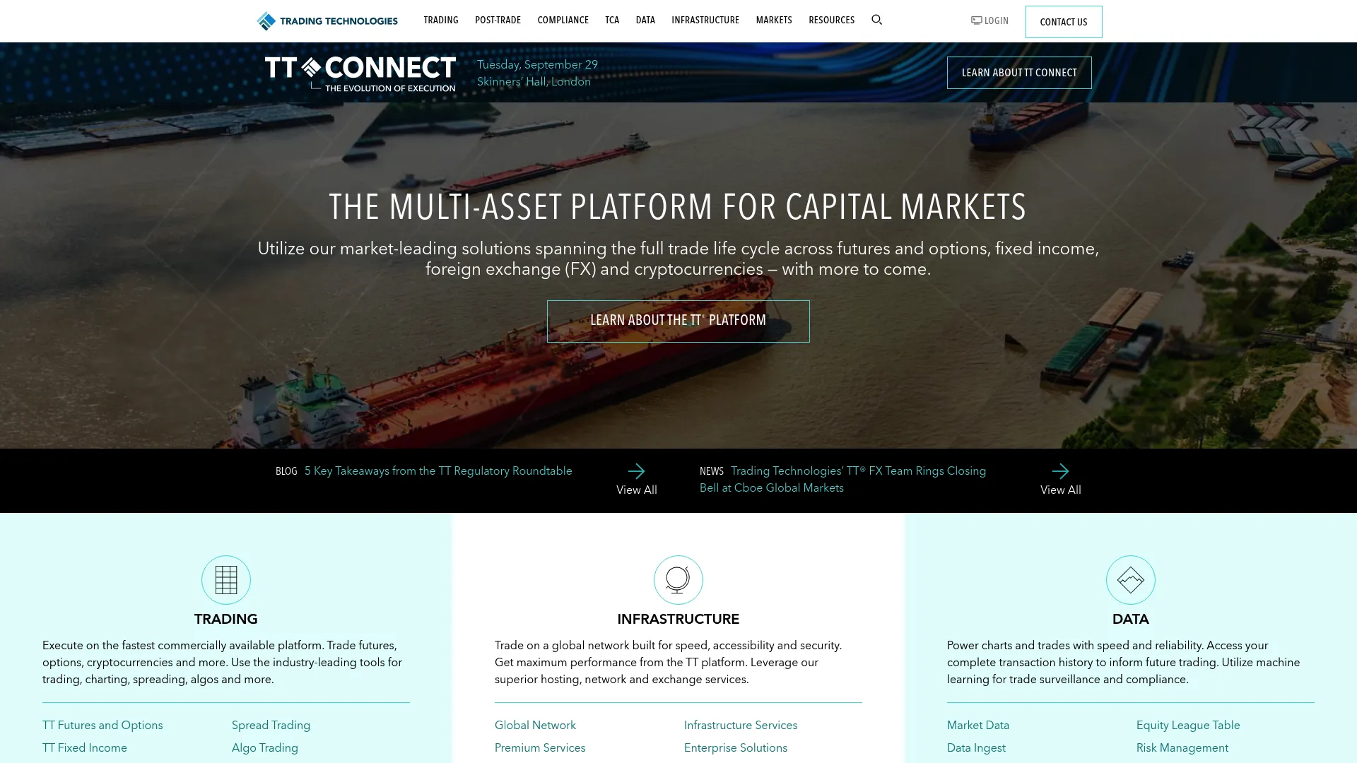 TT platform trading interface showing multi-asset order entry and market data