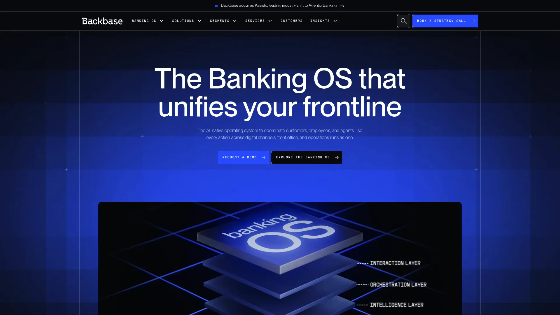 Backbase banking OS platform homepage