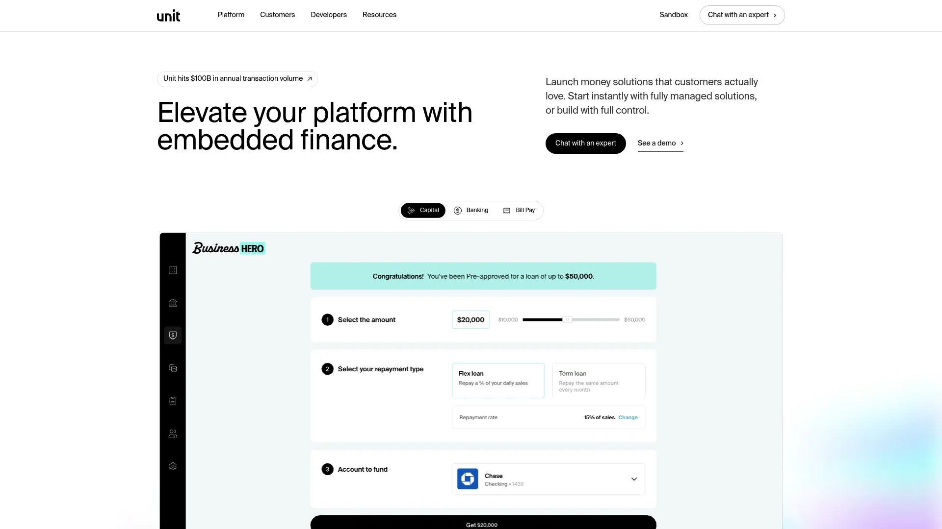 Unit embedded finance platform