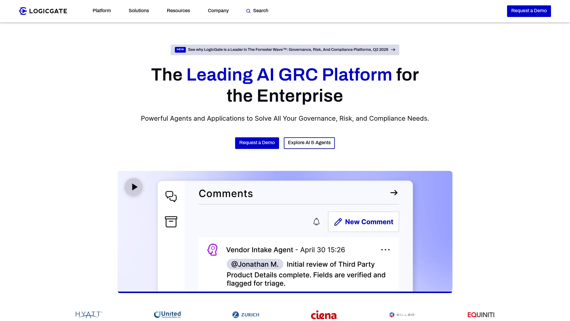 LogicGate compliance automation platform screenshot