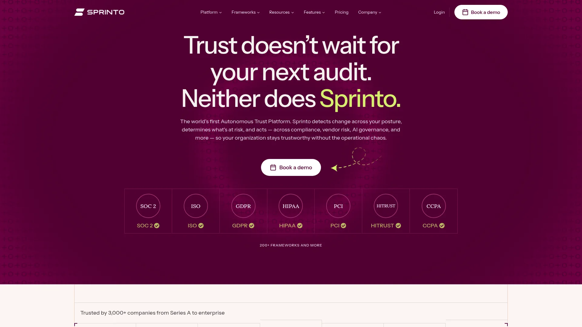Sprinto compliance automation platform screenshot