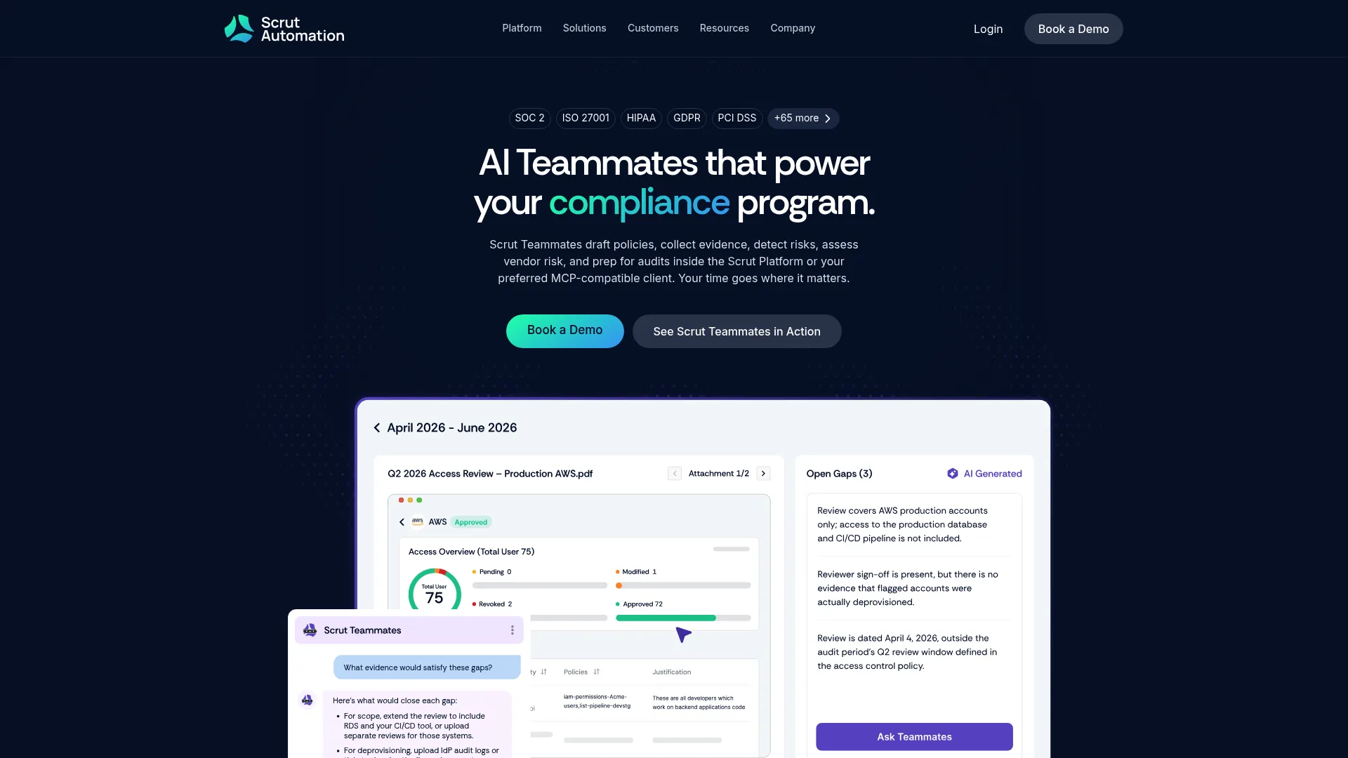 Scrut compliance automation platform screenshot