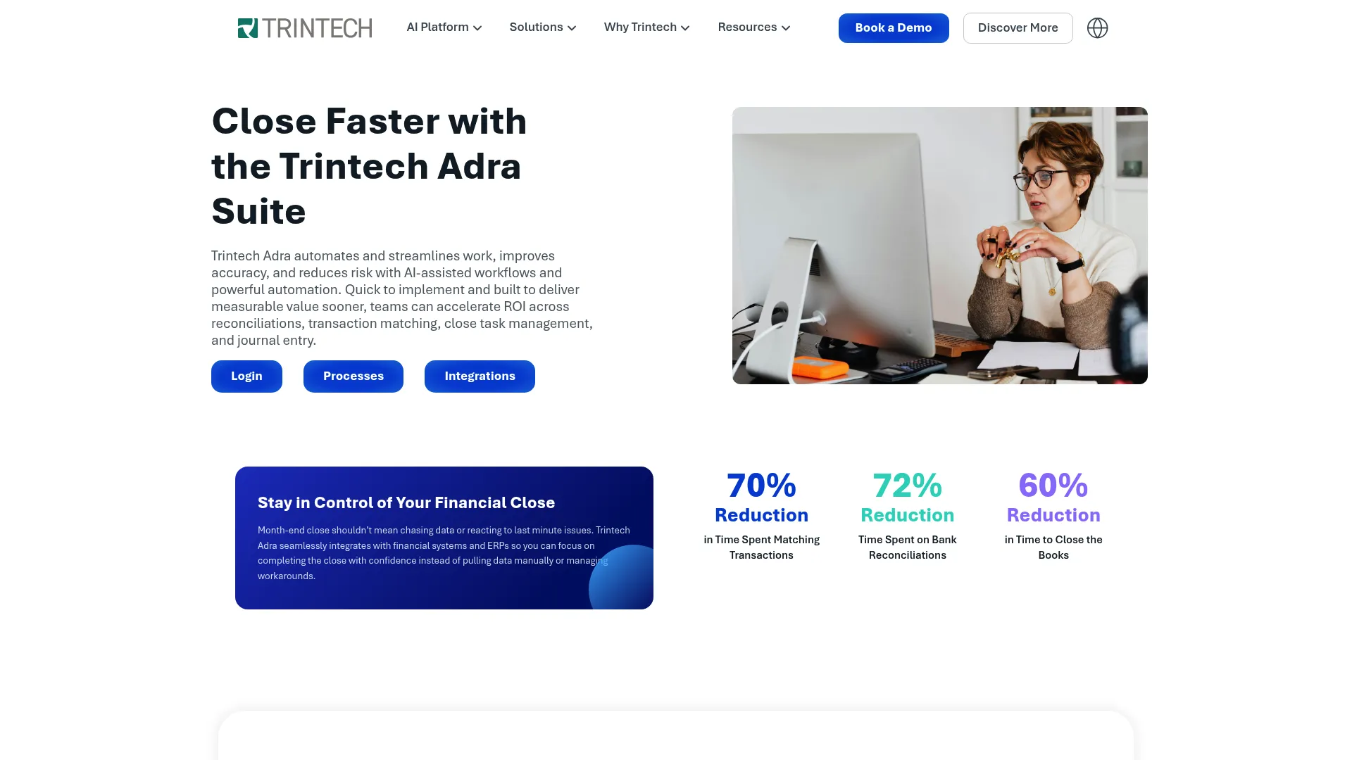 Adra by Trintech close automation and reconciliation software dashboard