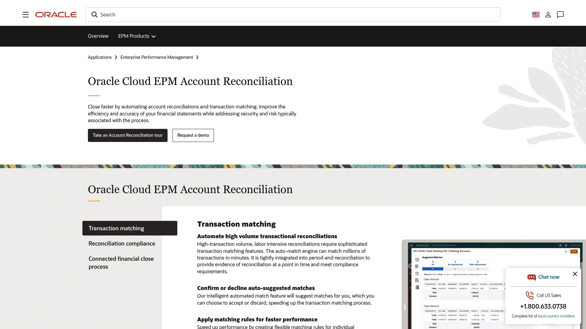 Oracle Cloud EPM account reconciliation software interface