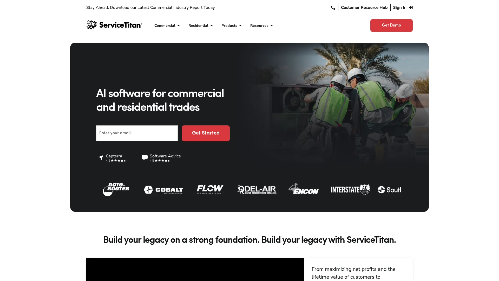 ServiceTitan field service management platform homepage