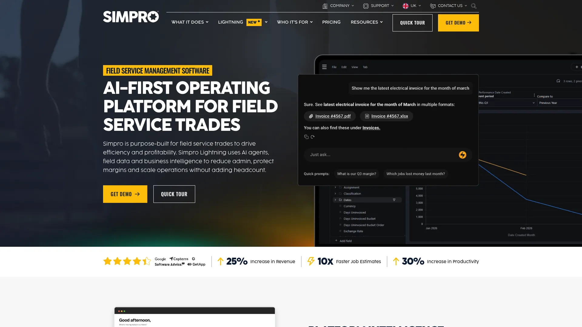 Simpro job and project management software homepage