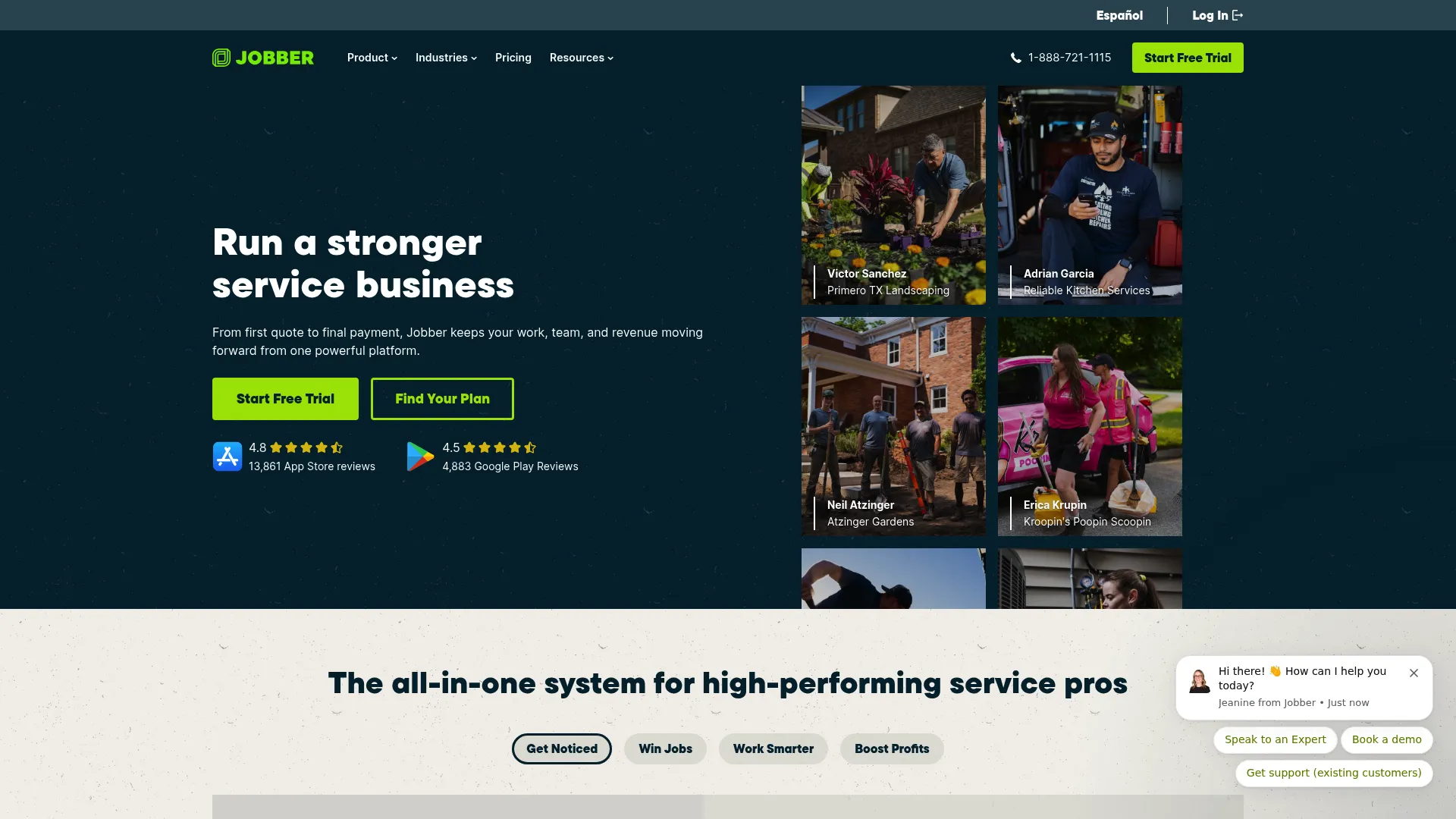 Jobber field service management software homepage