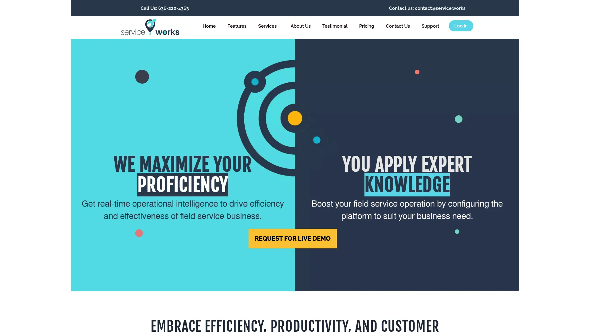 ServiceWorks field and business management software homepage
