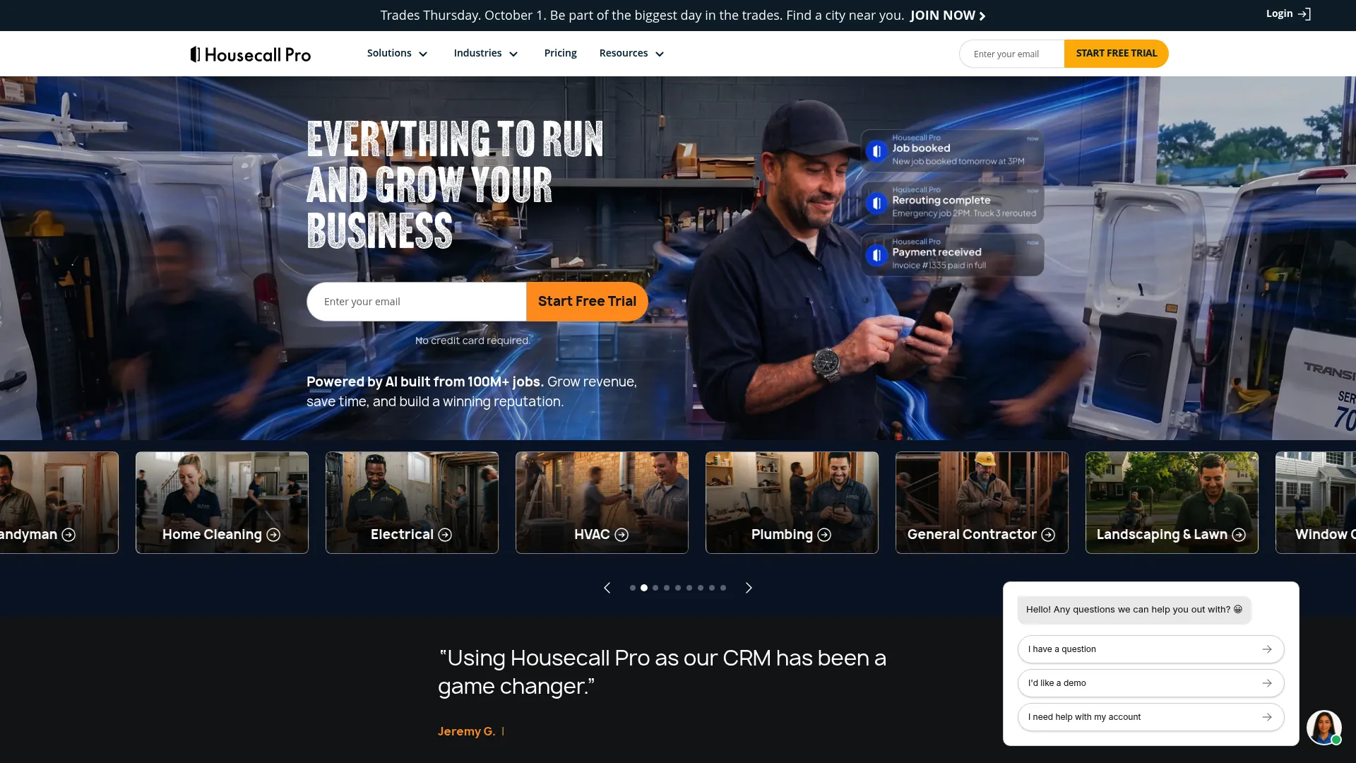 Housecall Pro home service software homepage