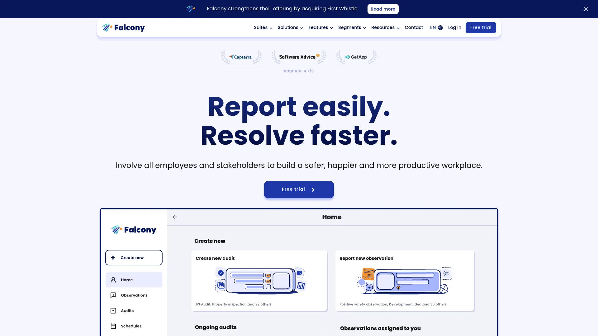Falcony audit and inspection reporting platform