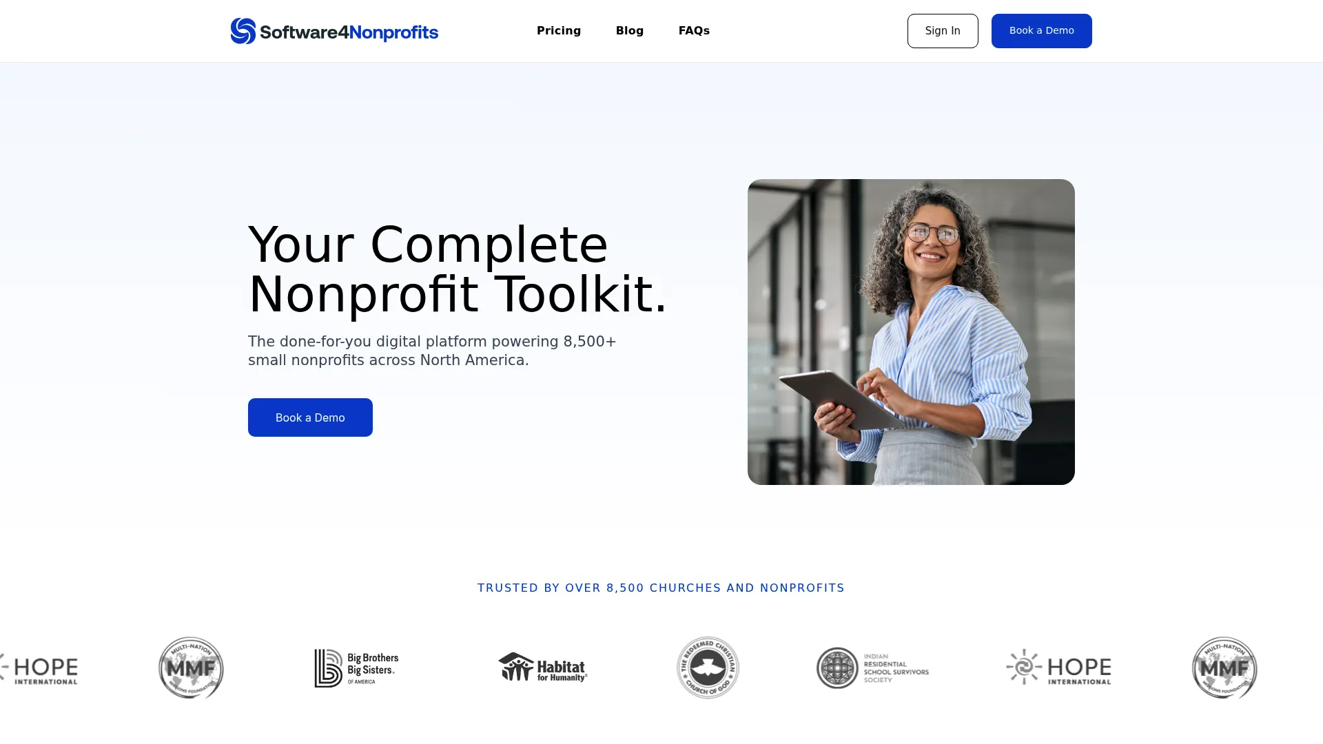 Software4Nonprofits donation and fund accounting software homepage