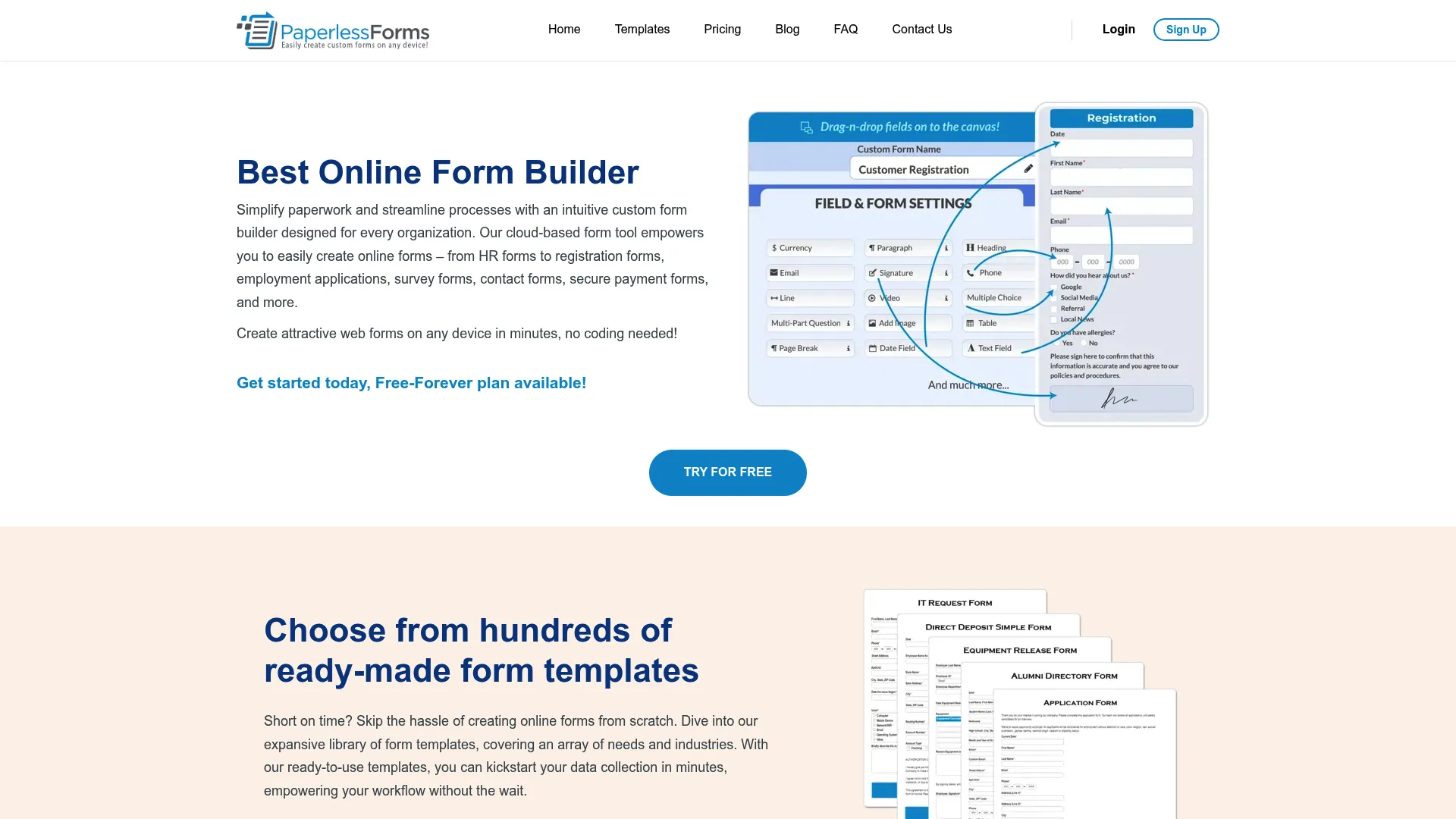 Paperless Forms by Datahex online form builder homepage