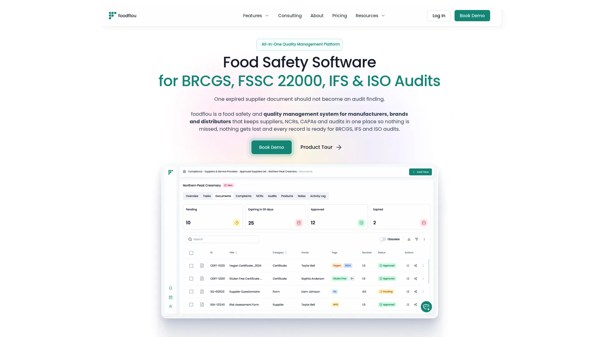 foodflou food safety and quality management software homepage