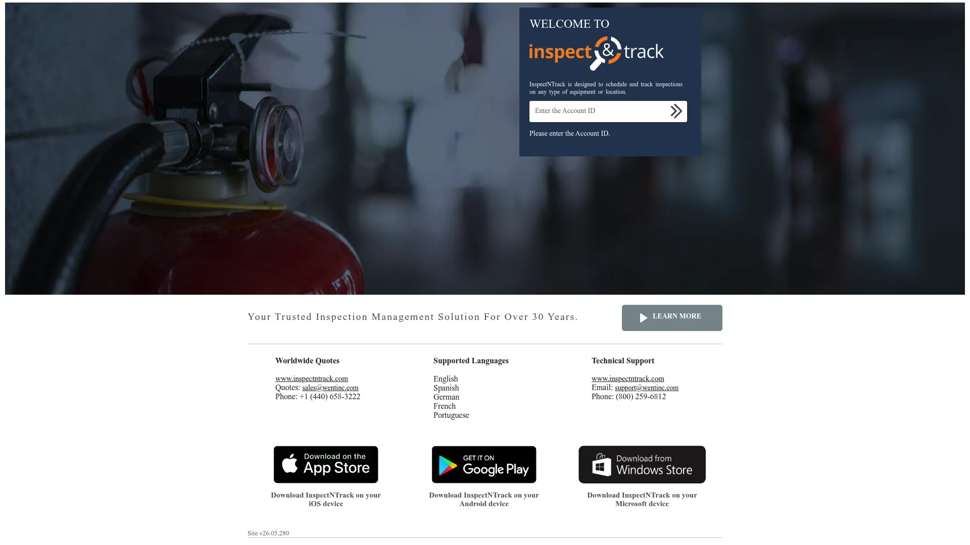 InspectNTrack inspection management software homepage