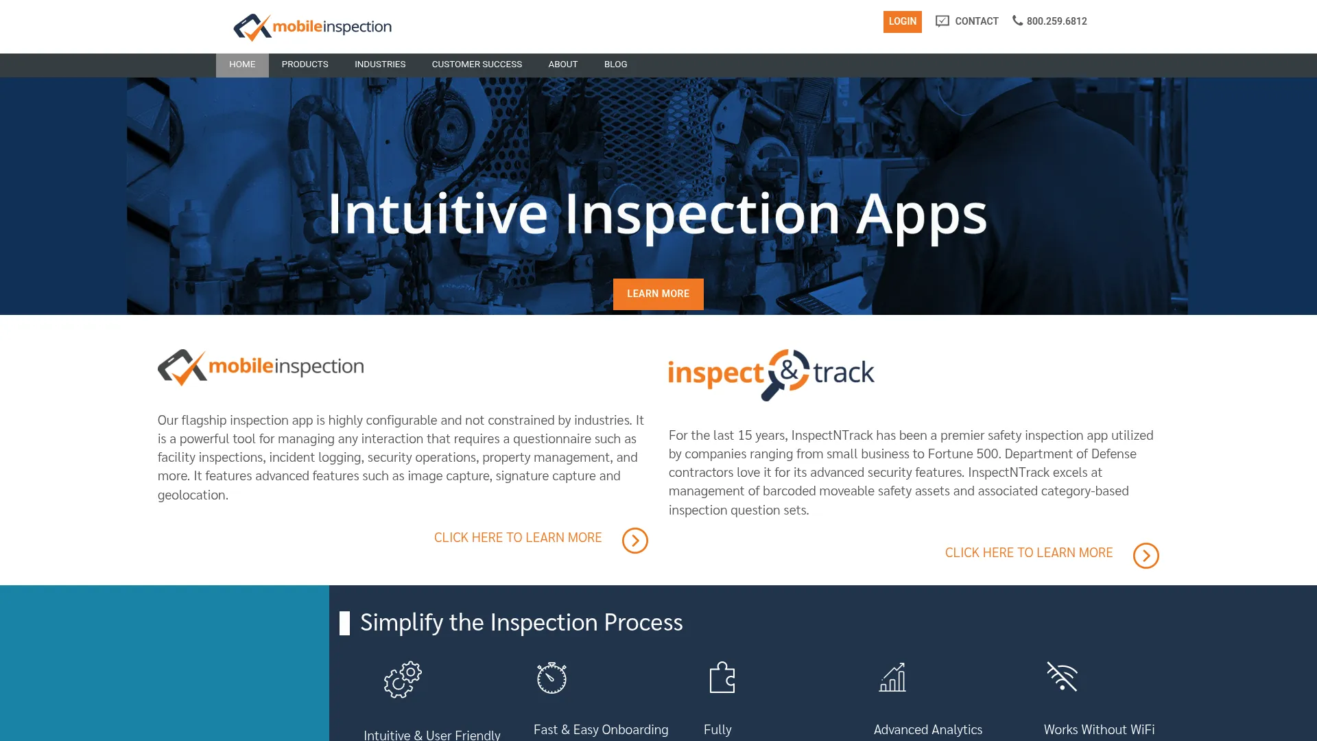 Mobile Inspection software homepage