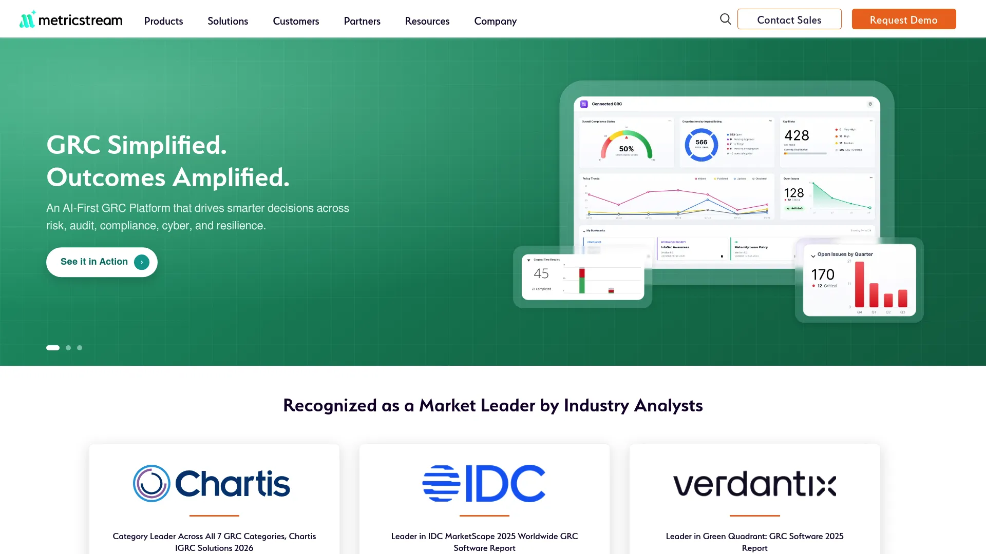 MetricStream connected GRC platform interface