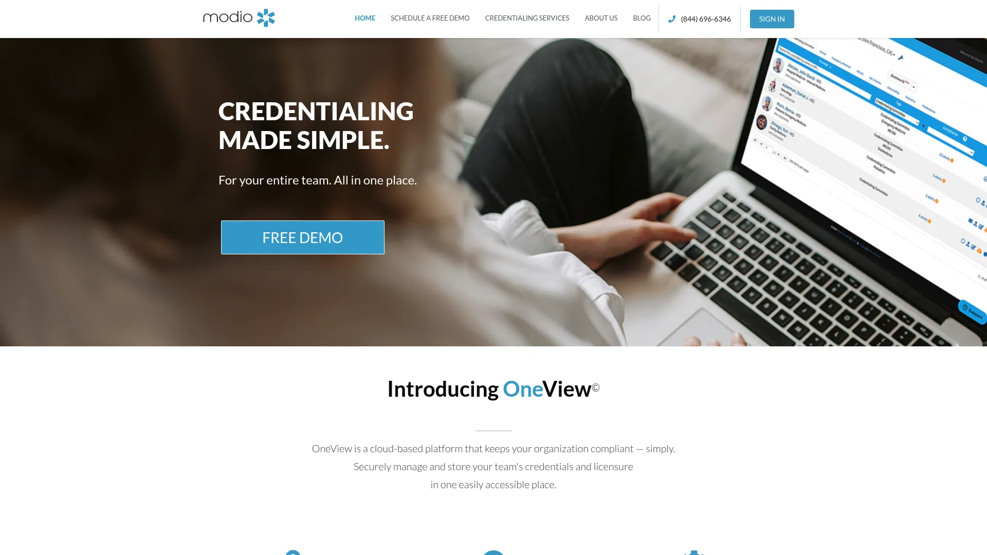 Modio Health credentialing software homepage