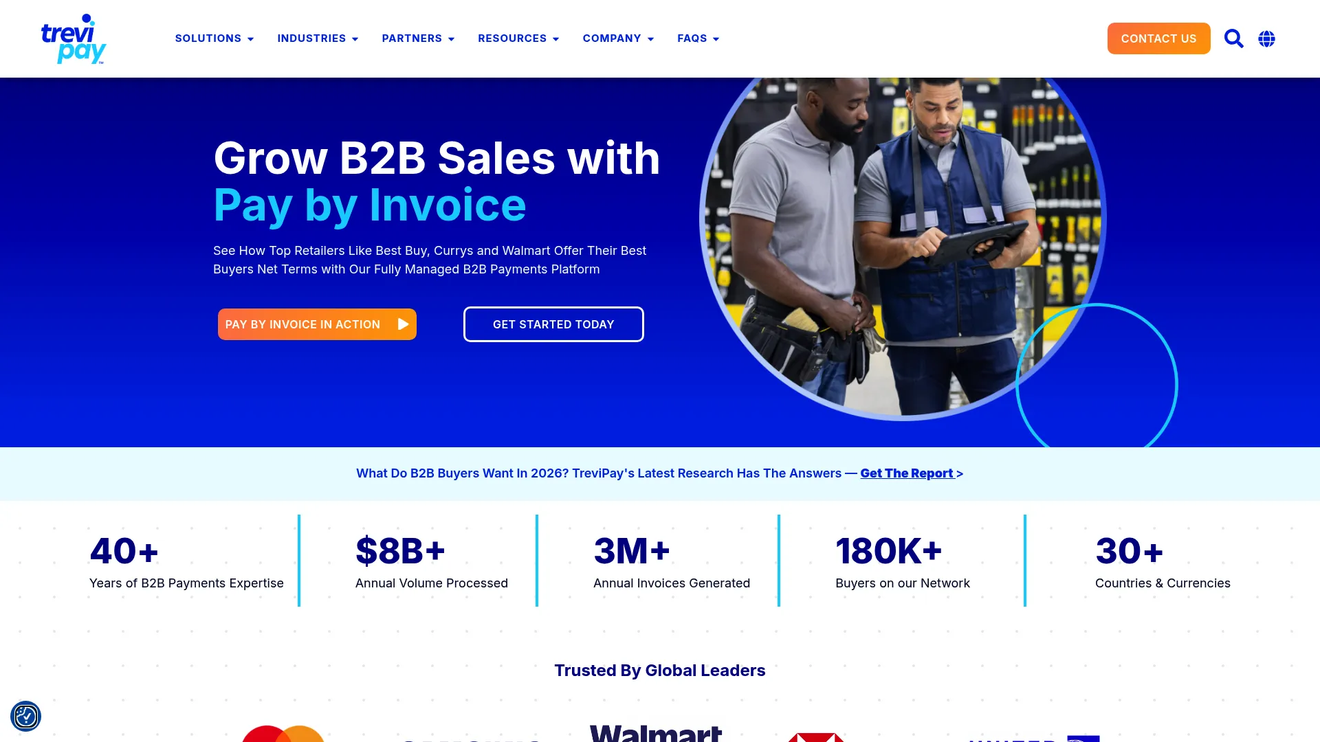 TreviPay B2B payments platform homepage