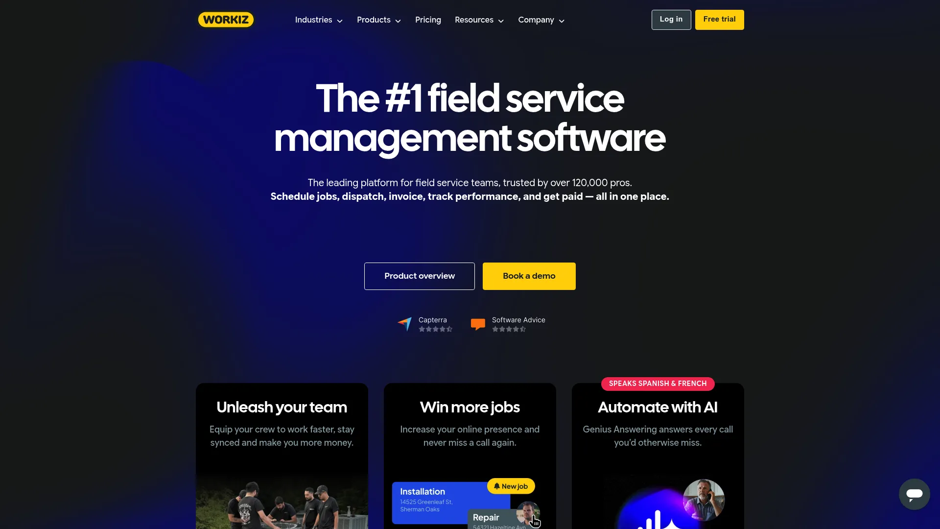 Workiz field service software dashboard