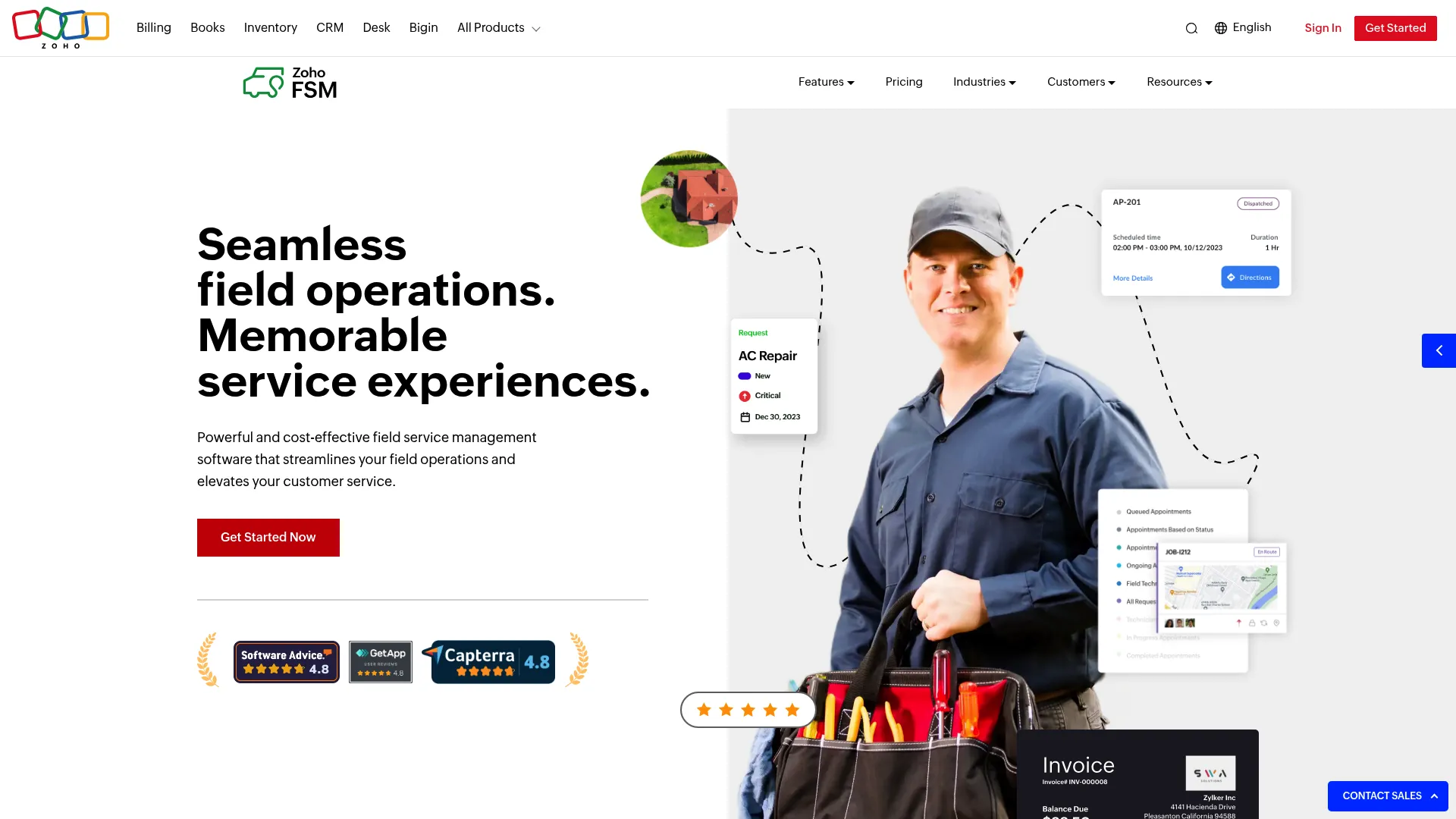 Zoho FSM field service management software