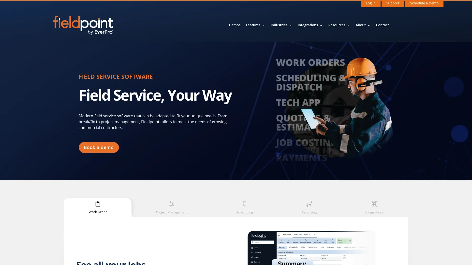Fieldpoint field service management software homepage