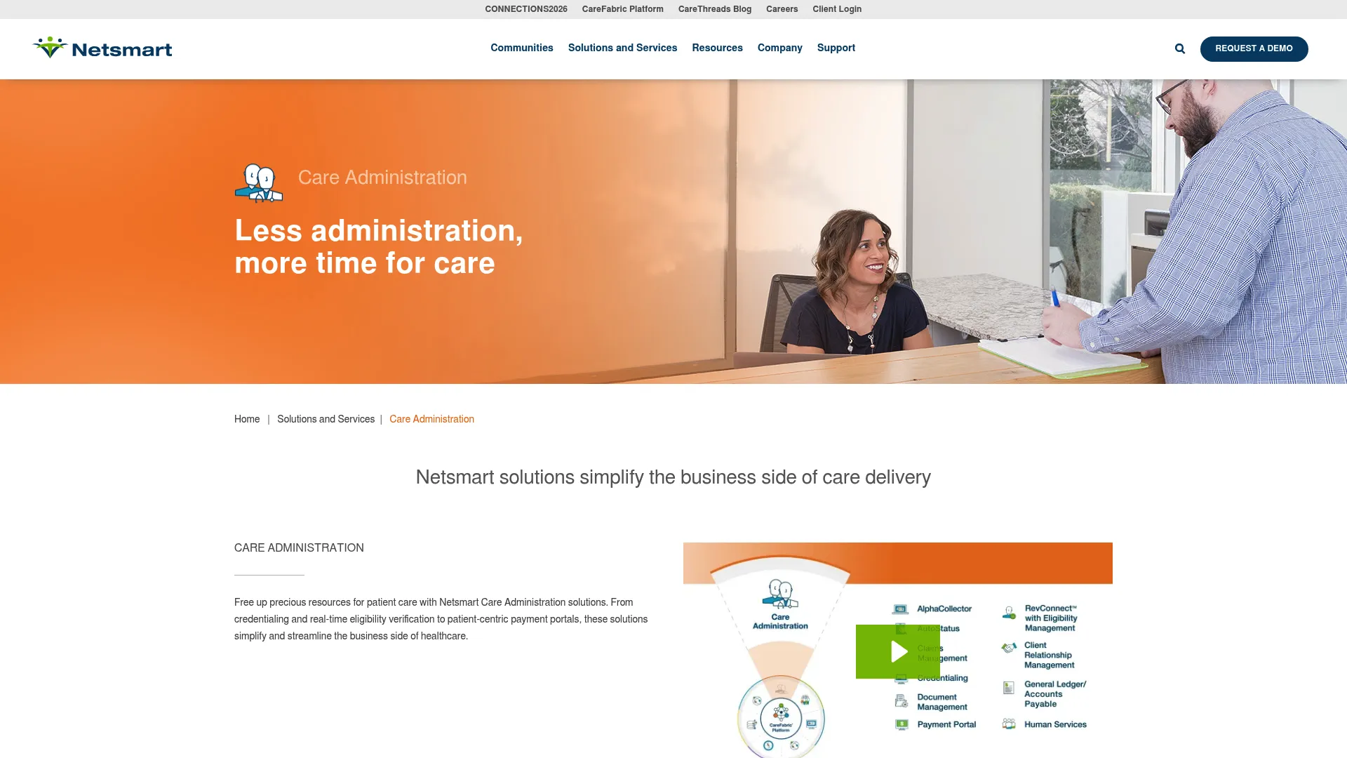 Netsmart CareFabric care administration page