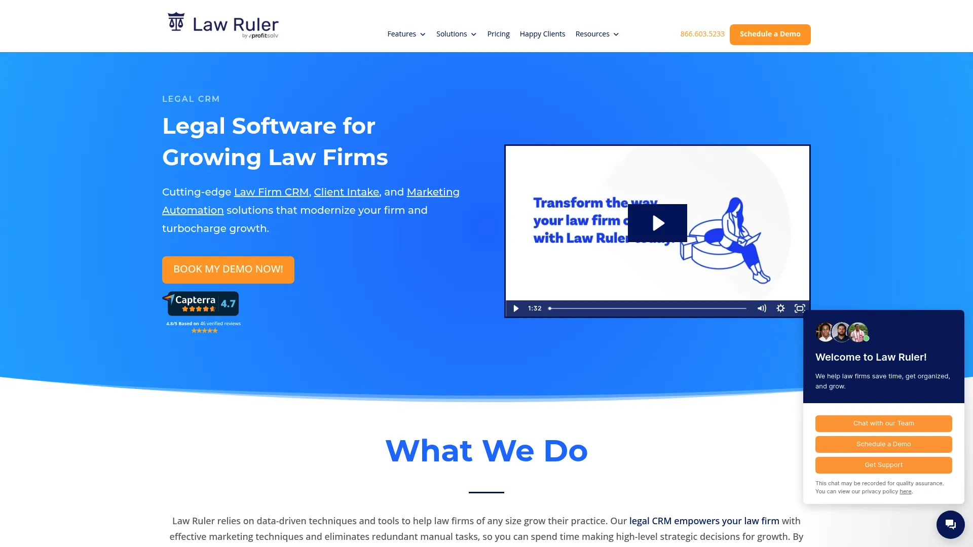 Law Ruler legal CRM and client intake software homepage