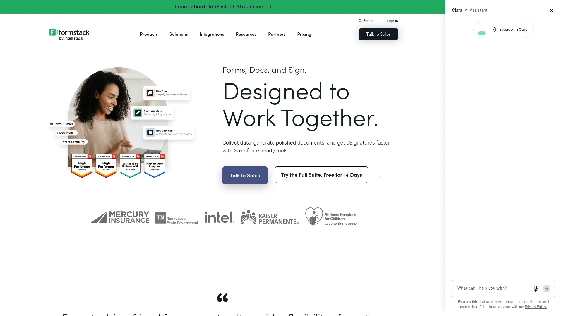 Formstack no-code forms, documents, and eSignature homepage