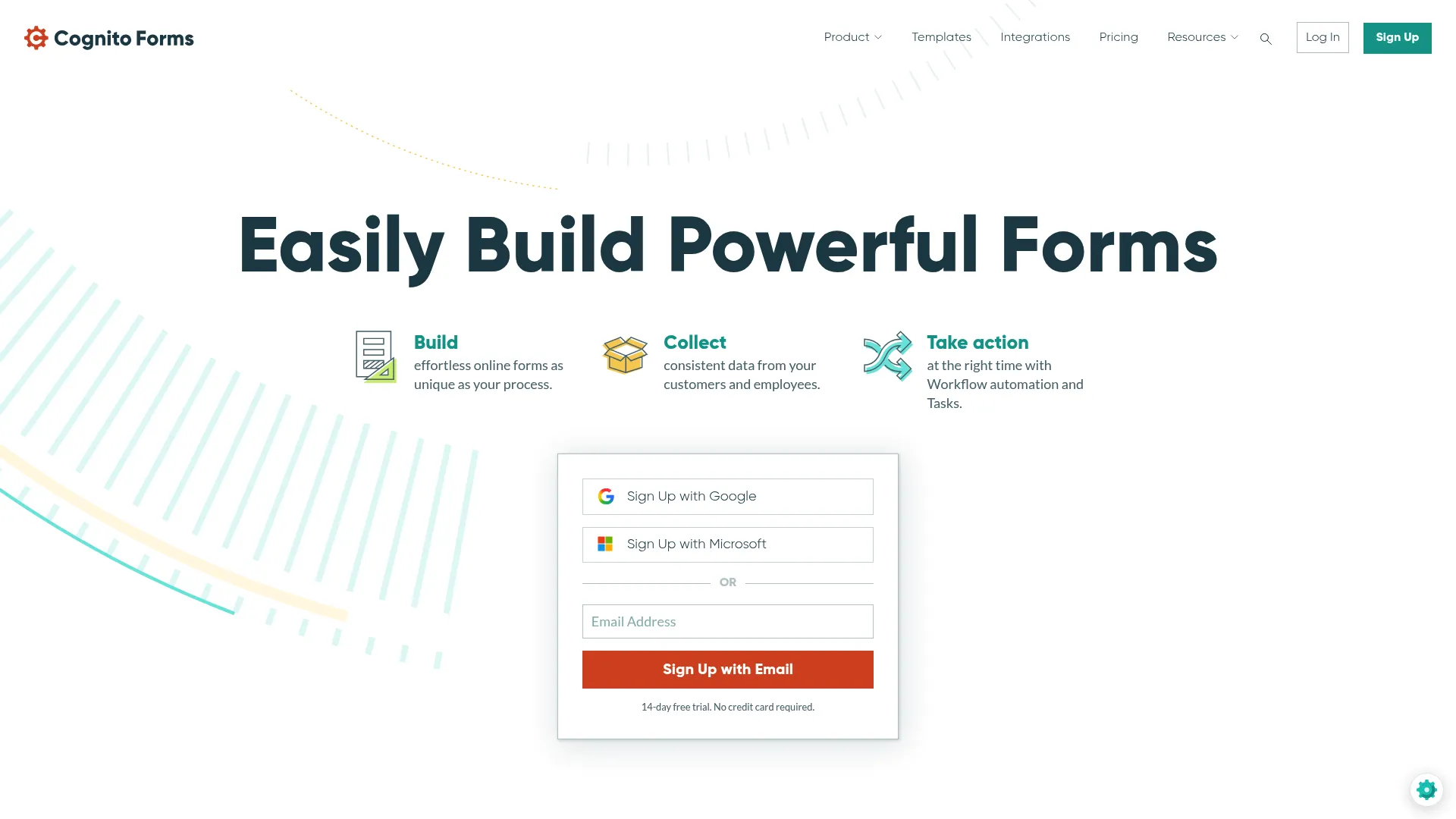 Cognito Forms no-code form builder with calculations homepage