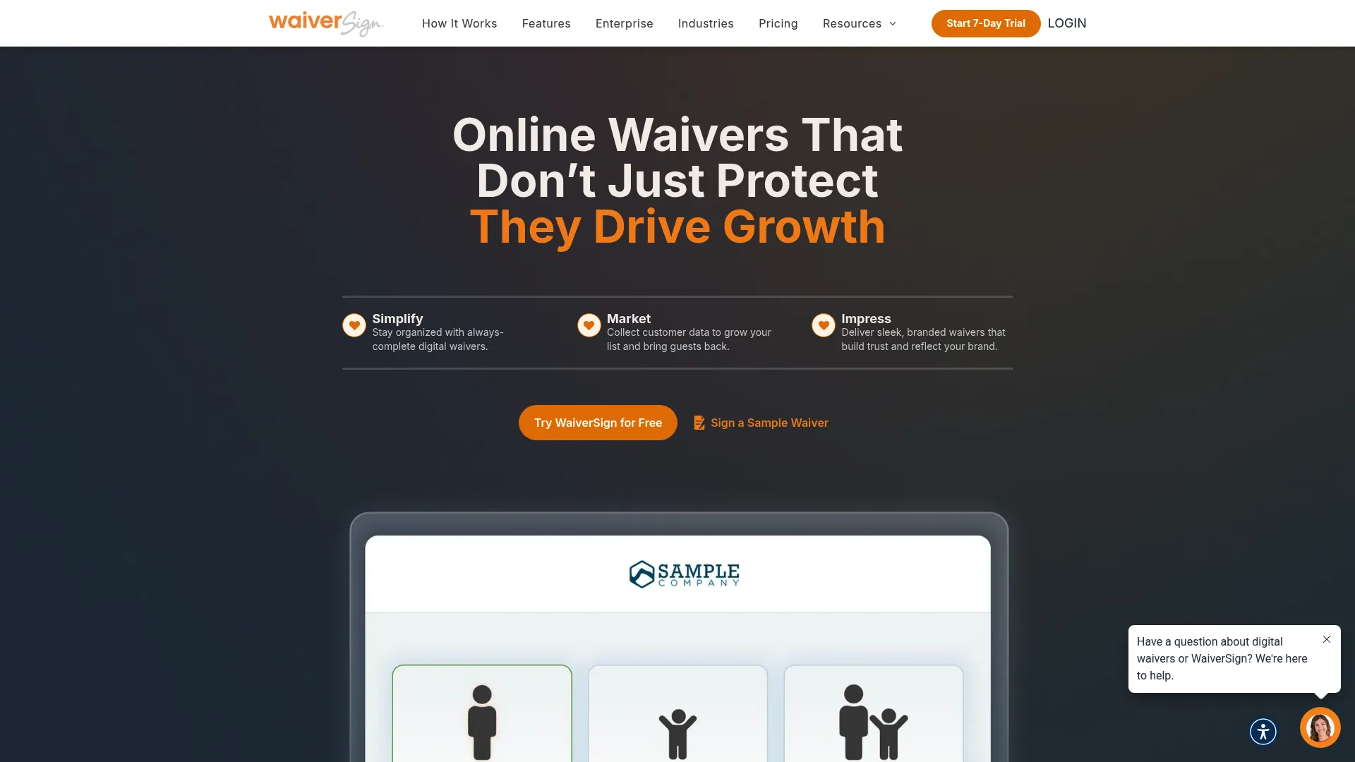 WaiverSign online waiver software homepage