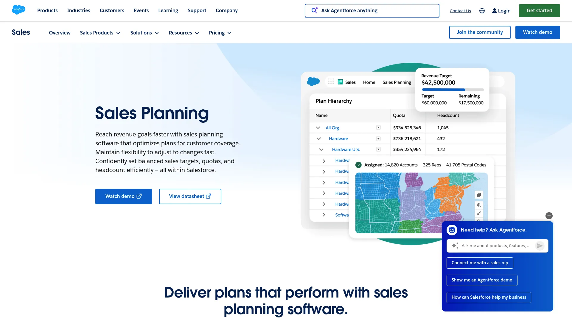 Salesforce Sales Planning platform homepage