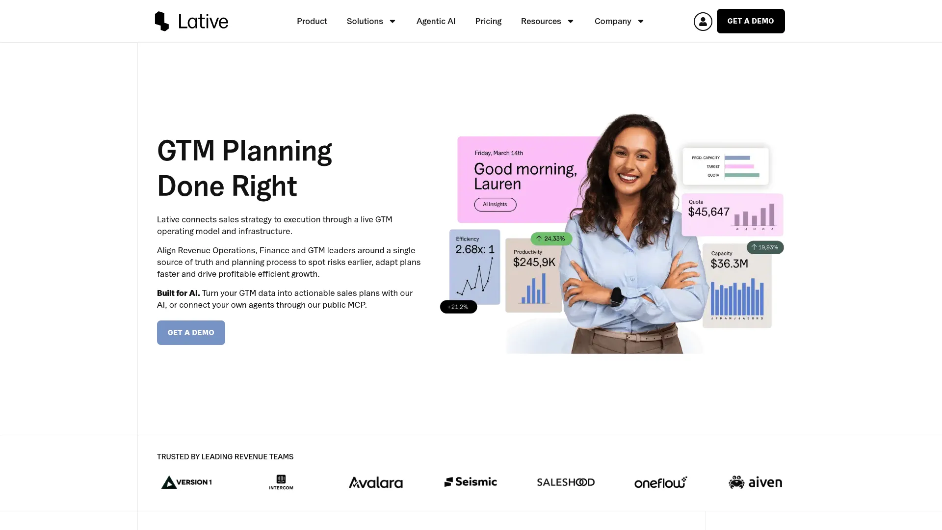 Lative sales capacity planning platform homepage