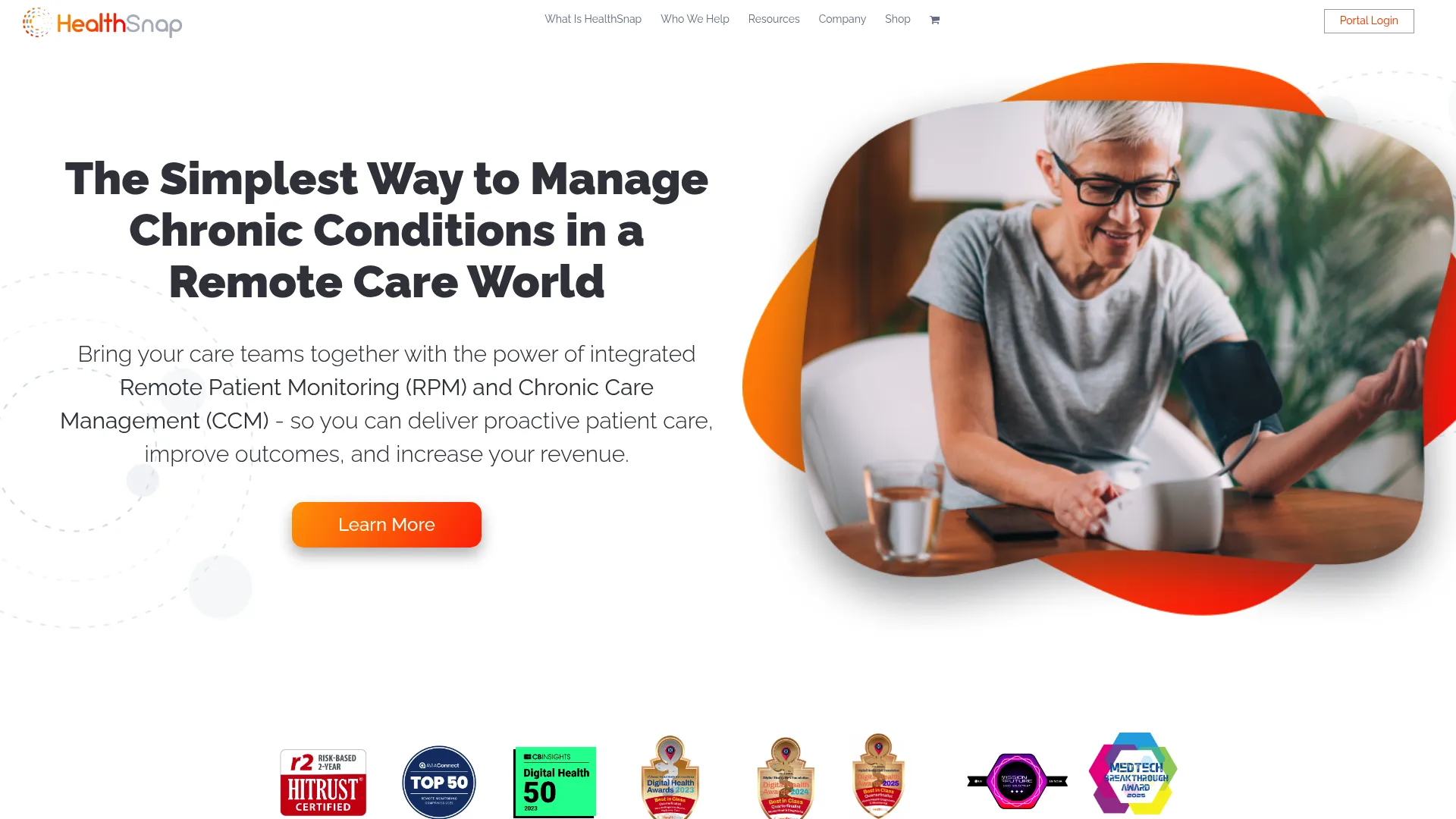 HealthSnap virtual care management platform homepage