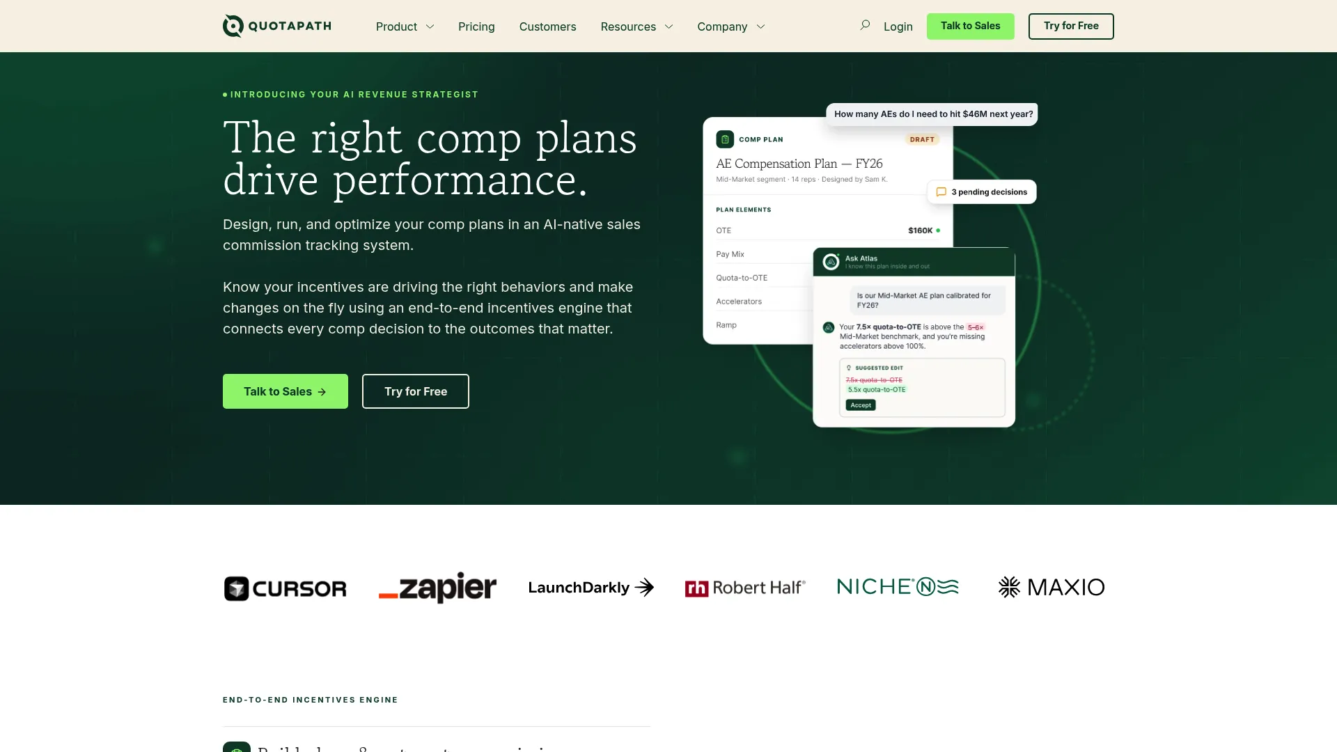 QuotaPath sales compensation software homepage
