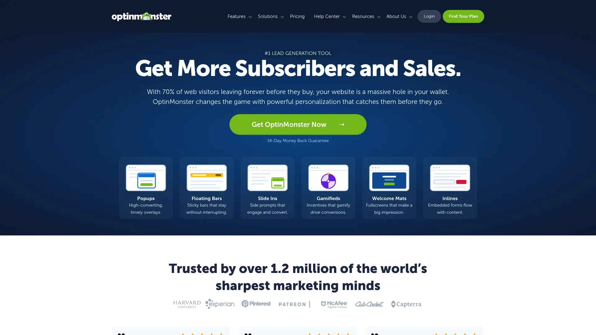 OptinMonster lead capture homepage