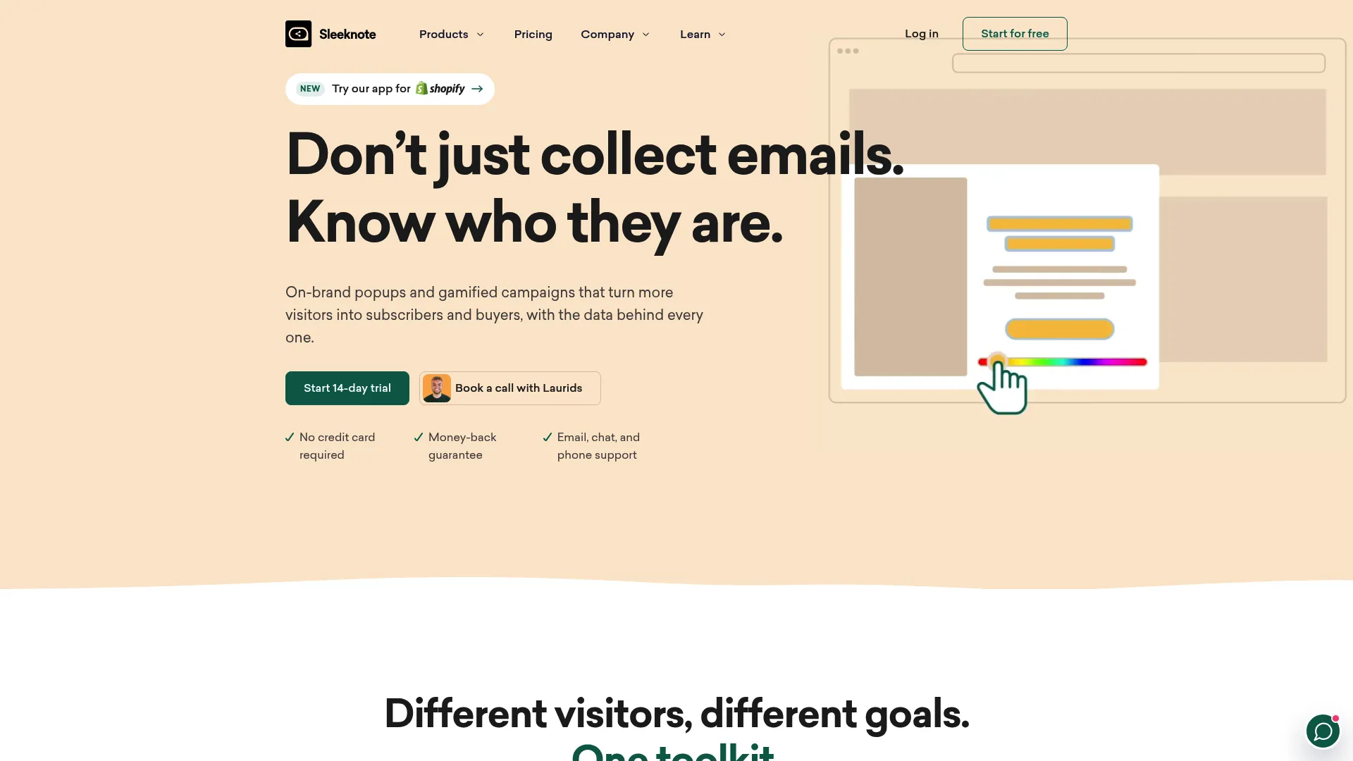 Sleeknote ecommerce popup homepage