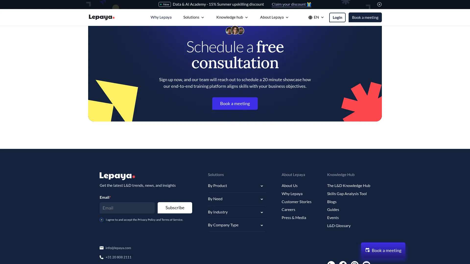 Lepaya blended learning platform homepage