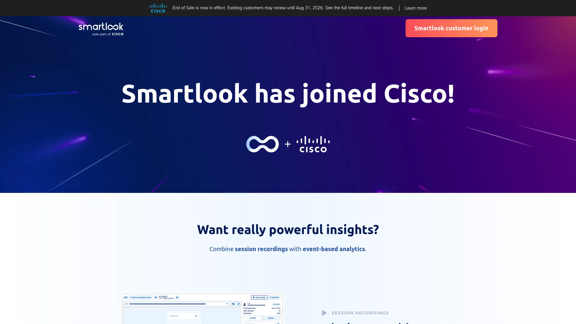 Smartlook session recording and product analytics interface