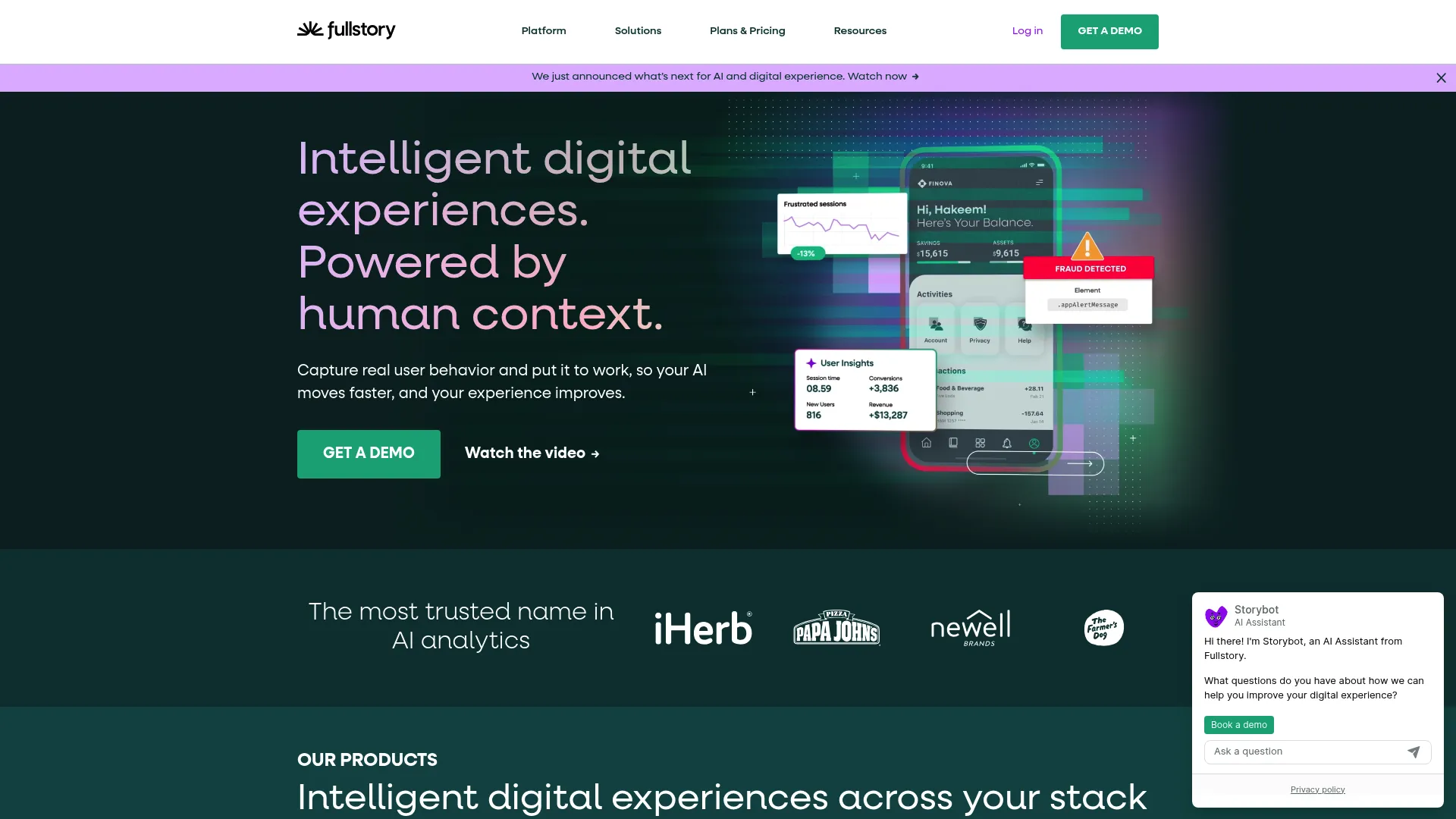 FullStory session replay and digital experience analytics interface