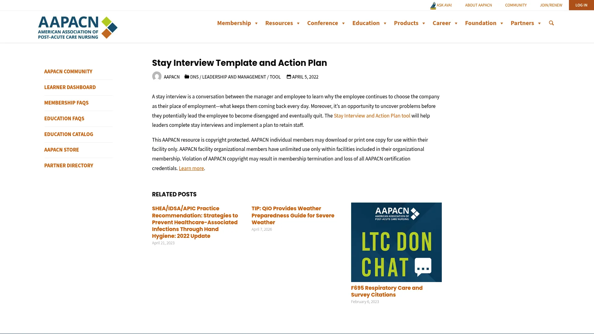 Stay Plan template and action plan from AAPACN